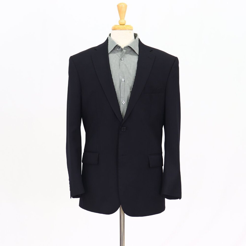 Jos. A. Bank 42L Black Solid 2-Button Sport Coat Blazer Jacket T256